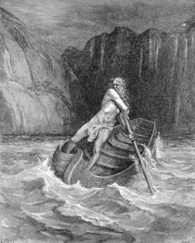An engraving/illustration of Charon by Gustave Dore.