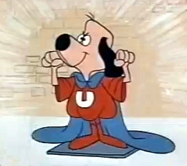 A screen shot of Underdog, the star of his very own cartoon series that originally ran from October 1964 through 1973.