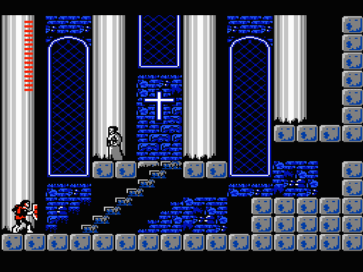 Picture of a cross hanging on the inside of a Church in Castlevania II:  Simon's Quest.