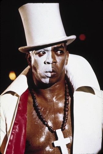 Baron Samedi, portrayed by Geoffrey Holder, in the James Bond movie, Live And Let Die (1973). He seems to be inspiration for the Voodoo Warrior - the main enemy at the end of Part 3 - Rio De Janeiro in Wrath Of The Black Manta.