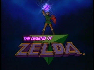 A screen capture from the title screen of the short-lived, The Legend Of Zelda cartoon from The Super Mario Bros. Super Show.