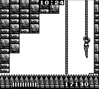 Castlevania - The Adventure - Stage 3 is a life-or-death race against moving spikes. 