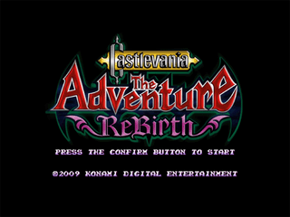 The title screen of Castlevania: The Adventure ReBirth.