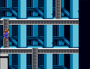 On Stage 2, after you defeat all of the Lindas on the building, continue to climb upward.