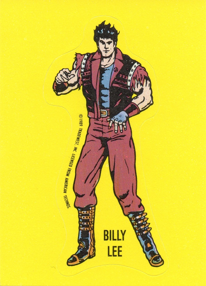 A Double Dragon sticker card from the Topps Nintendo Game Pack cards set from 1989