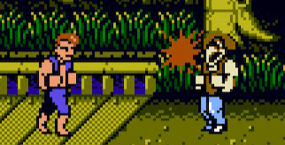 Double Dragon uncensored with red blood in a deadly knife attack.