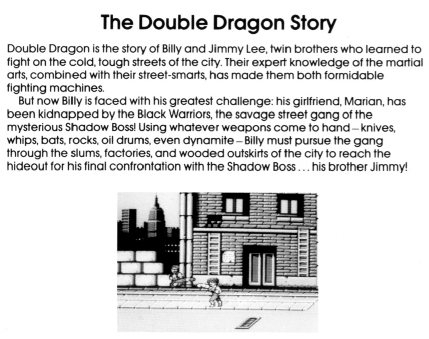 The manual of Double Dragon on the NES reveals too much information.