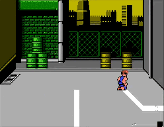 When the final enemy is down and begins flashing, if Billy is standing over a weapon and tries to pick it up by repeatedly pressing the B button, a glitched weapon may be created.