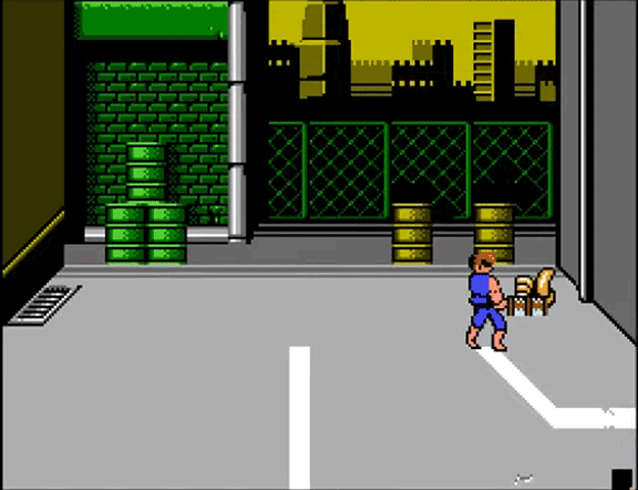 When the final enemy is down and begins flashing, if Billy is standing over a weapon and tries to pick it up by repeatedly pressing the B button, a glitched weapon may be created.