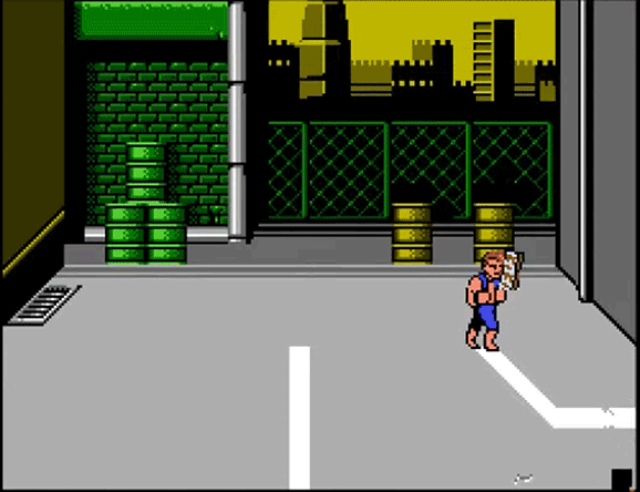 When the final enemy is down and begins flashing, if Billy is standing over a weapon and tries to pick it up by repeatedly pressing the B button, a glitched weapon may be created.