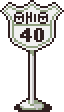 EarthBound (SNES) - Crazed Sign enemy influenced by U.S. Highway 40 in Ohio