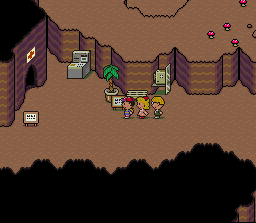 An instance of the Red Cross inside Dungeon Man in EarthBound.
