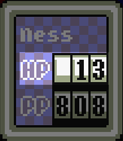 HP stands for Hit Points in this box seen during Battle Screen in EarthBound