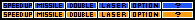 The Power Boost Selection Bar is displayed at the bottom of the screen. When Power Up Capsules are collected, a different special upgrade can be selected. With each additional capsule, the next power up to the right is selectable, until it wraps around to start over again.