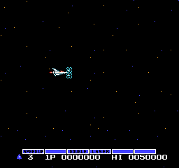 If the code is entered correctly, you will see the FORCE FIELD appear at the front of your Vic Viper/Warp Rattler.
