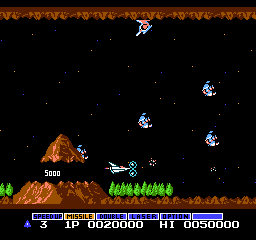 Screenshot of Stage 1 5000 points in Gradius.