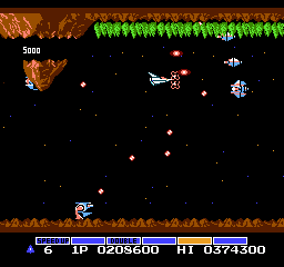 Screenshot of second 5000 points in Stage 4 in Gradius.
