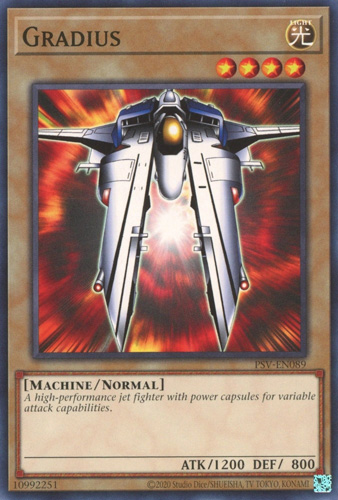 A Yu-Gi-Oh! Gradius card, depicting the Vic Viper